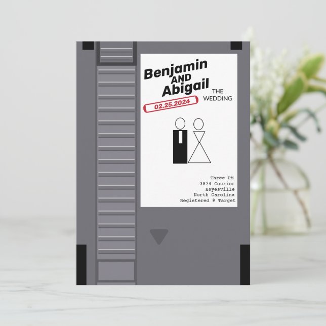 Modern Geek Nerd Gamer Vintage Retro Invitation (Standing Front)