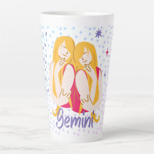 Modern Gemini Twins Zodiac Latte Mug