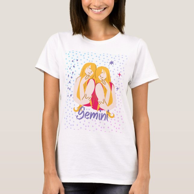 Modern Gemini Twins Zodiac  T-Shirt (Front)