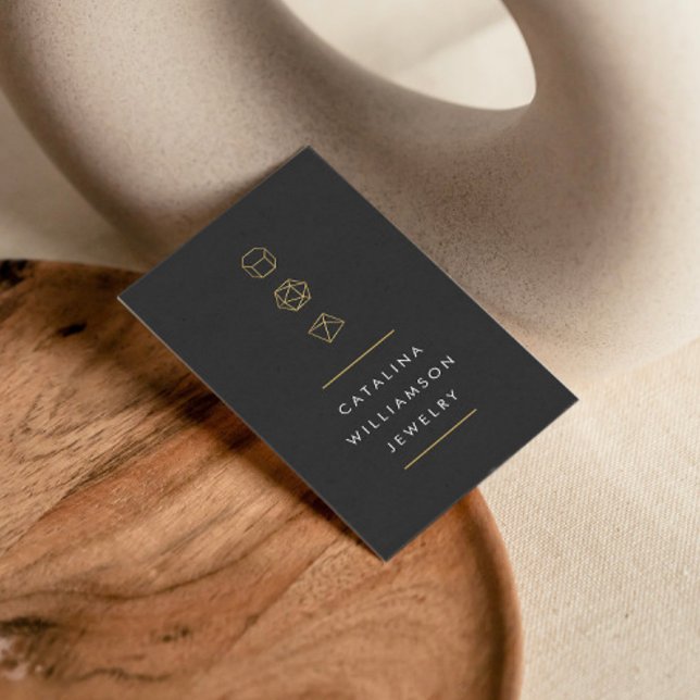 Modern Gemstone Trio Logo Vertical Dark Grey Business Card (Creator Uploaded)