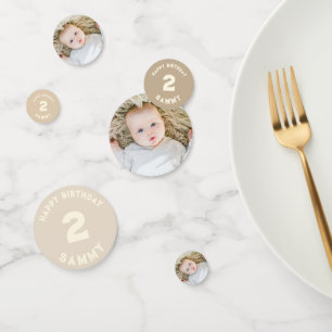 modern gender neutral baby photo 2nd birthday confetti