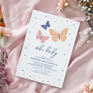 Modern Gender Neutral Butterfly Baby Shower  Invitation