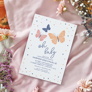 Modern Gender Neutral Butterfly Baby Shower  Invitation