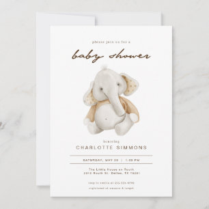 Modern Gender Neutral Elephant Baby Shower Invite