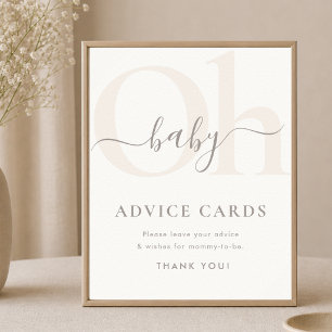 Modern Gender Neutral Oh Baby Shower Advice Sign