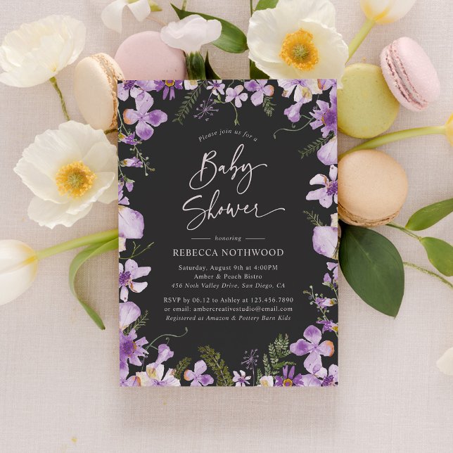 Modern Gender Neutral Purple Baby Shower Invitation (Creator Uploaded)
