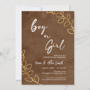 Modern Gender Reveal   Minimalist Gender Reveal Invitation