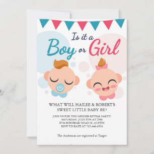 Modern Gender Reveal Party Invitation