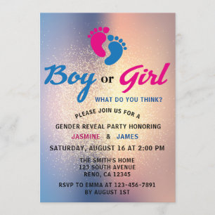 Modern Gender Reveal Party Invitation