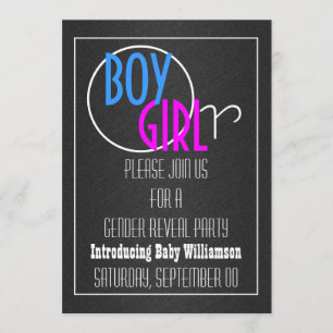Modern gender reveal retro party invitation