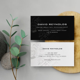 Modern General Construction Chalk Business Cards