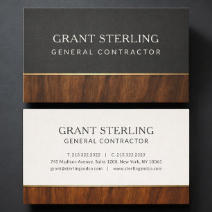 Modern General Contractor Wood Professional Business Card