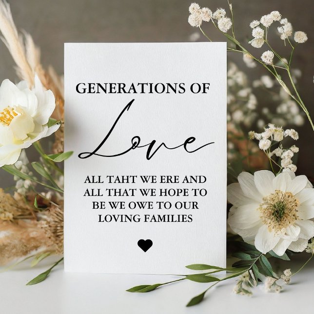 Modern Generations of love  Wedding Party Sign (Creator Uploaded)