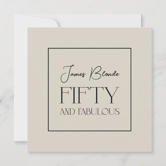 Modern Gentlemen's Fifty & Fabulous Birthday Party Invitation (Front)