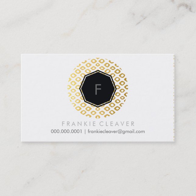 MODERN GEO HEXAGON monogram bold spot gold Business Card (Front)