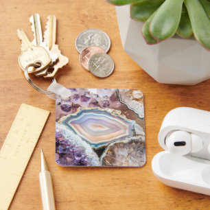 Modern Geode Crystal   Crystal Keychain
