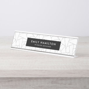 Modern Geometic   Personalised Desk Name Plate