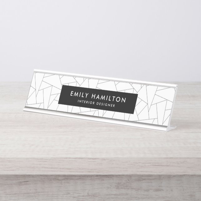 Modern Geometic | Personalised Desk Name Plate (Front)