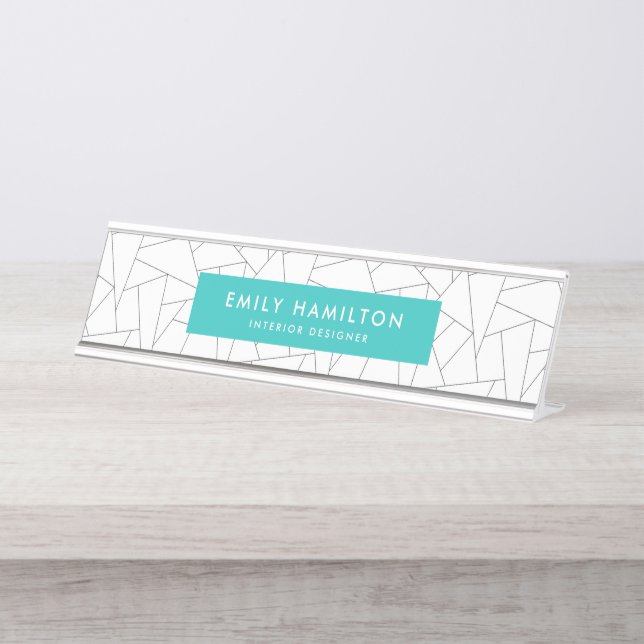 Modern Geometic | Personalised Desk Name Plate (Front)