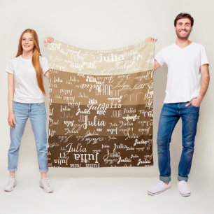 Modern geometric 4 tones of brown pattern of names fleece blanket