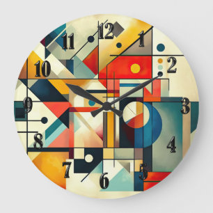 Modern Geometric Abstract Art Colorful Large Clock