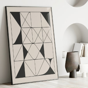 Modern Geometric Abstract Black and White Art  Poster