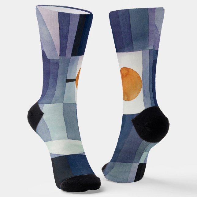 Modern Geometric Abstract Blue Orange Klee Socks (Angled)