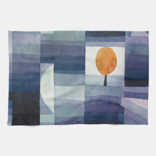 Modern Geometric Abstract Blue Orange Klee Tea Towel