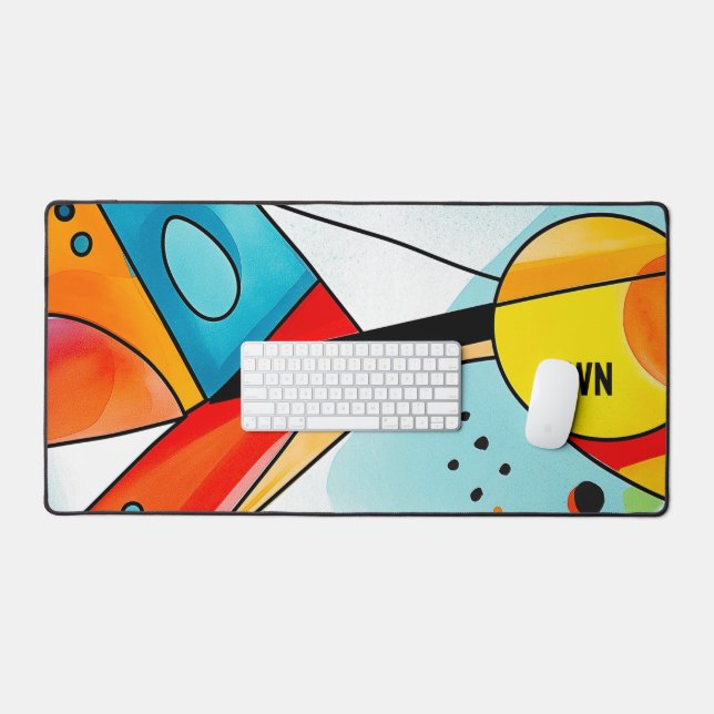 Modern Geometric Abstract Bright Colours Desk Mat (Keyboard & Mouse)