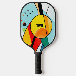 Modern Geometric Abstract Bright Colours Initials Pickleball Paddle