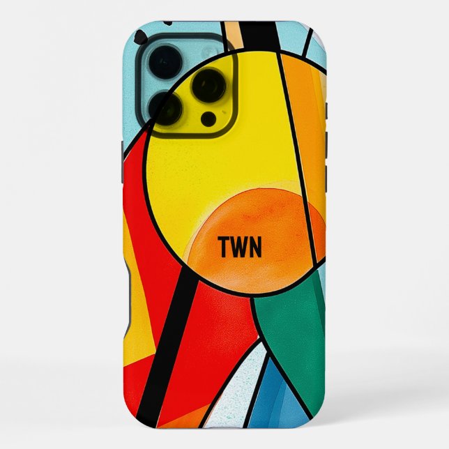 Modern Geometric Abstract Bright Colours iPhone Case (Back)