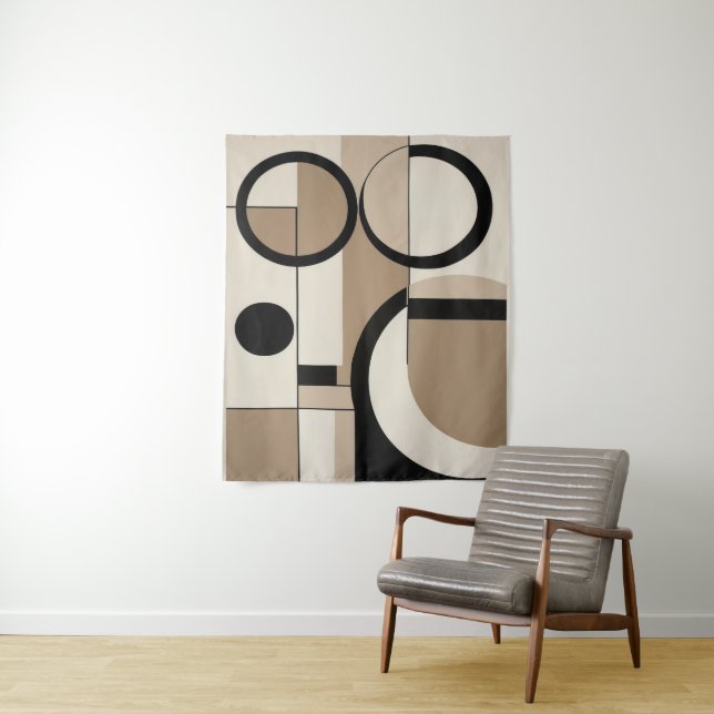Modern Geometric Abstract Overlap Art  Tapestry (In Situ)
