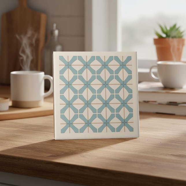 Modern Geometric Abstract Pat#16 Teal ID1192 Ceramic Tile (Creator Uploaded)