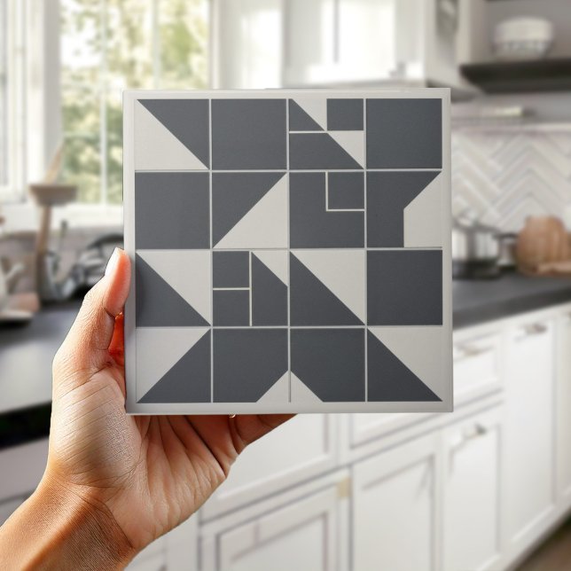 Modern Geometric Abstract Pat#1 Black ID1192 Ceramic Tile (Creator Uploaded)