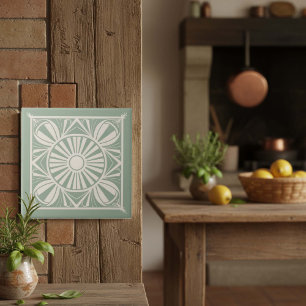 Modern Geometric Abstract Pat#21 Green ID1192 Ceramic Tile