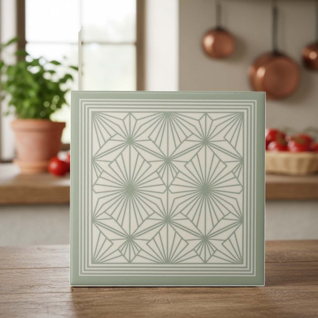 Modern Geometric Abstract Pat#22 Green ID1192 Ceramic Tile (Creator Uploaded)