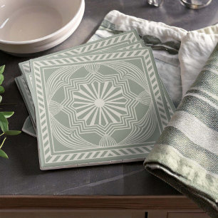 Modern Geometric Abstract Pat#23 Green ID1192 Ceramic Tile