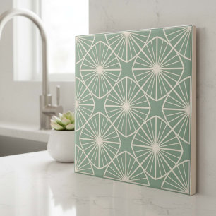 Modern Geometric Abstract Pat#24 Green ID1192 Ceramic Tile