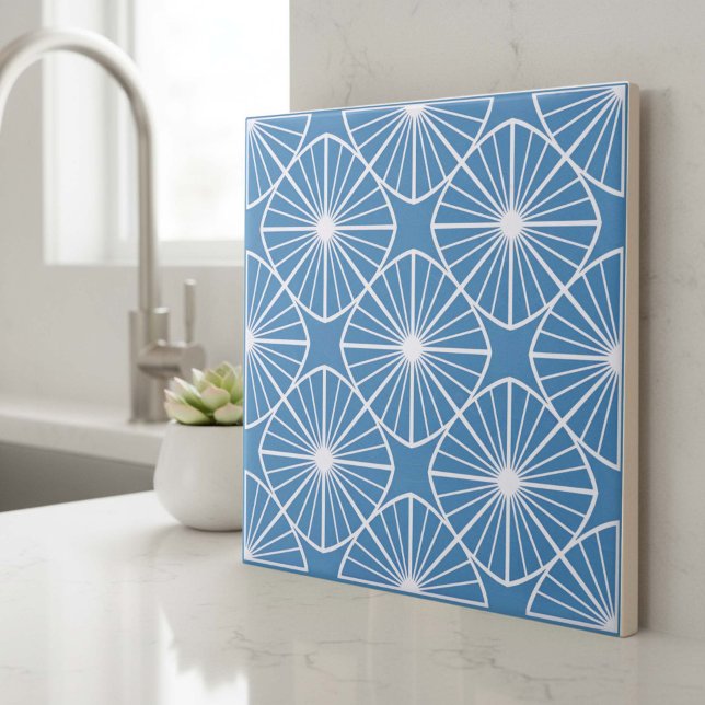 Modern Geometric Abstract Pat#24 Sky Blue ID1192 Ceramic Tile (Creator Uploaded)