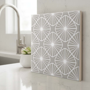 Modern Geometric Abstract Pat#24 Taupe ID1192 Ceramic Tile