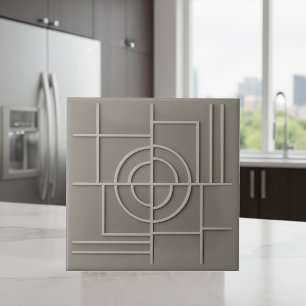 Modern Geometric Abstract Pat#29 Warm Gray ID1192 Ceramic Tile