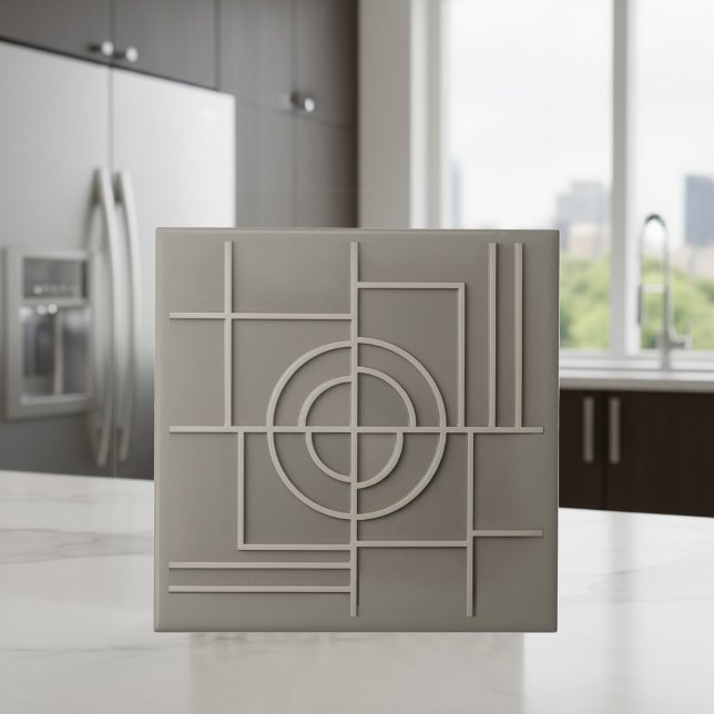 Modern Geometric Abstract Pat#29 Warm Gray ID1192 Ceramic Tile (Creator Uploaded)