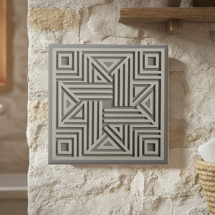 Modern Geometric Abstract Pat#30 Warm Gray ID1192 Ceramic Tile