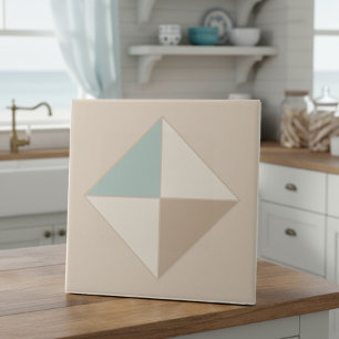 Modern Geometric Abstract Pat#4 Teal ID1192 Ceramic Tile