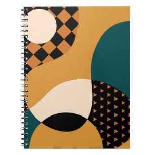 Modern geometric abstract patchwork pattern, wavy notebook