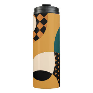 Modern geometric abstract patchwork pattern, wavy thermal tumbler