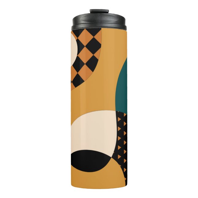 Modern geometric abstract patchwork pattern, wavy  thermal tumbler (Front)