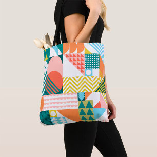 Modern Geometric Abstract Pattern Bold Retro  Tote Bag