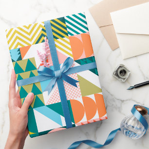 Modern Geometric Abstract Pattern Bold Retro  Wrapping Paper