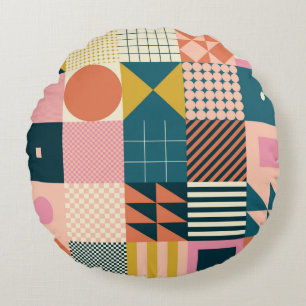 Modern geometric abstract pattern design with simp round cushion